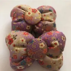 大人可愛い♡紫系和柄！♡コメントで二個450円に！ミニーちゃん型リボンゴム♡