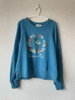 チチカカ 刺繍 スウェット トレーナー 綿100％ ブルー系　エスニック