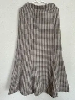 チェック柄 フレアスカート スリット入り
