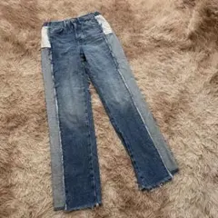 ザラ ZARA (34) デニムパンツ リメイク風 フリンジ ボタンフライ