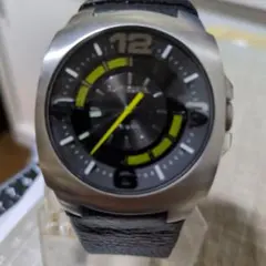 稼働品.CASIO DIESEL ブラックレザー 時計