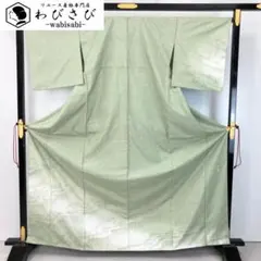 牛首紬 白山工房 付下げ 証紙付 作家物 若緑色 トールサイズ K-5416