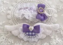 ちびぐるみ ぬい服 ヘッドドレス スタイ 紫 セット