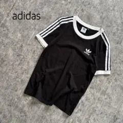 アディダス リンガーTシャツ ブラック トレフォイルロゴ リブライン　SS