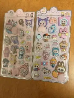 3D立体シール LABUBUラブブ ステッカー　クリスマスプレゼント2点セット