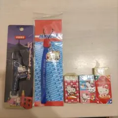 ハローキティ消しゴム３つ　ケータイストラップ2つセット　平成レトロ