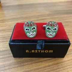 A.AZTHOMアズトム　緑色マスクデザイン カウスボタン　未使用美品
