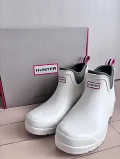 HUNTER プレイチェルシーネオプレーンブーツ　ホワイト/グリーン