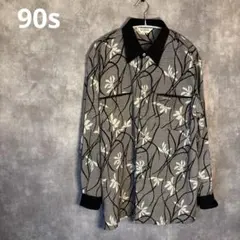 DANPOL 韓国製 総柄シャツ ブラック×ホワイト モード系 L