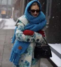 【ena❤︎様専用】✨極美品✨LOEWE モヘアウールスカーフ アナグラム ブルー