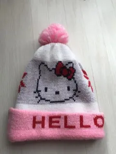ハローキティ ニット帽 ポンポン付き