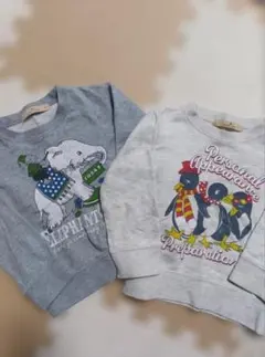 グローバルワーク　象とペンギンのトレーナー2点セット　綿100　サイズ100