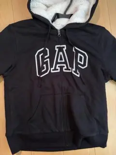 GAP ボア裏地 ジップアップパーカー ブラック M