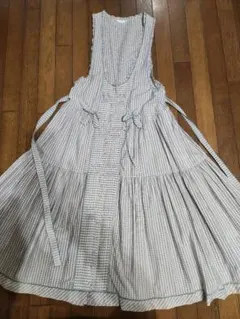 ピンクハウス　チェック柄　リボン　ティアードジャンパースカート　綿100%　F