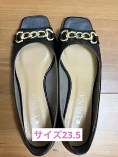 ダイアナ フラットパンプス オープントゥ DIANA ブラック