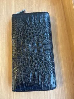 クロコダイル風 長財布 ブラック
