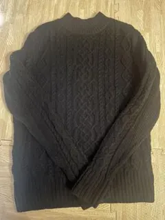 無印　ケーブルニットハイネックセーター