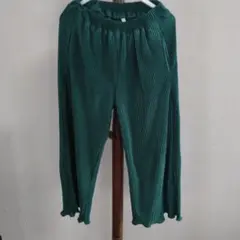 【美品】ダークグリーン プリーツ ロングパンツ 130