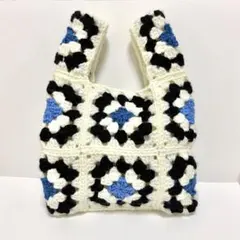かぎ編み グラニースクエアバッグ 北欧風 モノトーン ハンドメイド