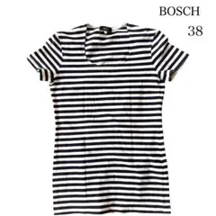 BOSCH 白黒ボーダー柄半袖Tシャツ　Uネックのサムネイル