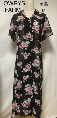 美品　ローリーズファーム　花柄ワンピース　前開きワンピース　ロングワンピース