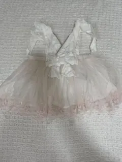 ベビードレス ホワイト/ピンク 50-80cm