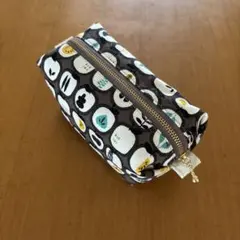 ハンドメイド　キャラメルポーチ　ポーチ　小物入れ　花柄　ブラウン　化粧ポーチ