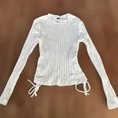 SHEIN リブカットソー 長袖 ホワイト Sサイズ