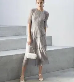 【新品未使用　タグ付き】ショルダーギャザーラッセルレースワンピース