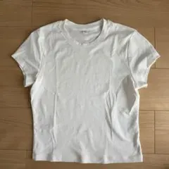 UNIQLO リブクルーネックミニT ホワイト Lのサムネイル