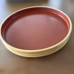 輪島塗丸盆 漆器 竹縁 朱塗り 茶道具