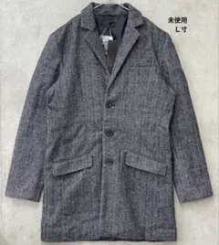 【未使用】DEREKNASH グレー系 ヘリンボーン チェスターコート Ｌ寸