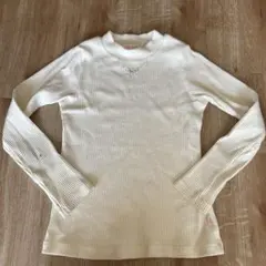 mezzo piano　メゾピアノ　リブ素材　長袖Tシャツ　白　130