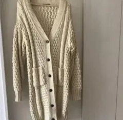 ケーブルニット　ロング丈　カーディガン