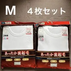 あったか裏起毛 メンズ Tシャツ 2枚組 Mサイズ×2セット　計４枚