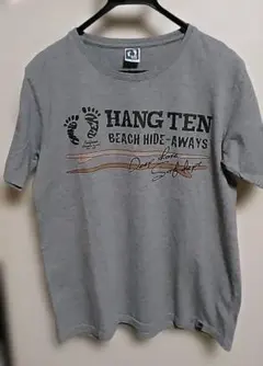 HANG TEN グレー Tシャツ 足跡プリント　Lサイズのサムネイル