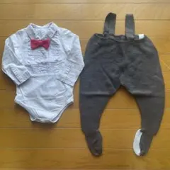 【美品】MARLMARL マールマール ロンパース×knit pantsグレー