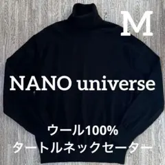 nano universe　ウールタートルネックセーター　ブラック　M (XL)