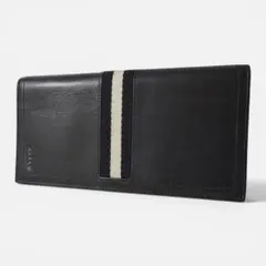 BALLY バリー 長財布 二つ折り ストライプ レザー 本革 ブラック