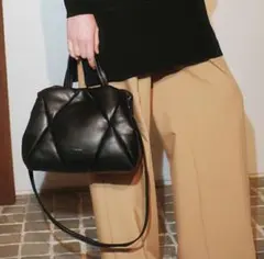 超美品 YAHKI フェイクレザー アーガイル柄 キルティング 2wayバック