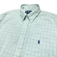 90s ラルフローレン BLAKE BD半袖シャツ　ライトグリーン（ミント系）