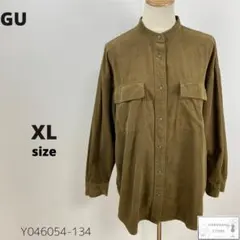 美品 GU ジーユー コーデュロイオーバーサイズシャツ 長袖 ノーカラー XL