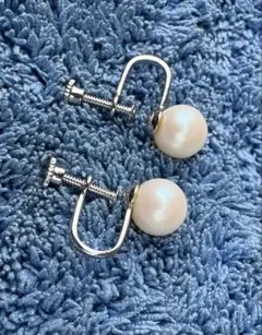 シルバー パールイヤリング フープ　　入学式　歓送迎会