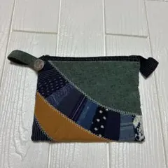 ハンドメイド パッチワーク ポーチ 藍染調
