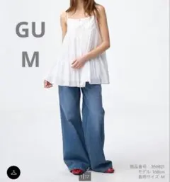 新品　GU キャミソールチュニック M ホワイト　ティアード　ジーユーのサムネイル