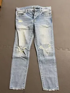 Moussy ダメージストレートジーンズ