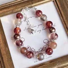 【B-292】ブラウン系ガラスビーズブレスレット