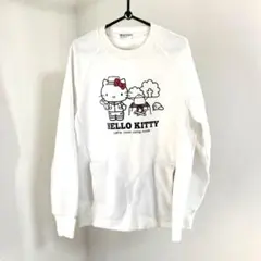 ハローキティ　Lサイズ　前側ポケット付きトレーナー　白　裏起毛