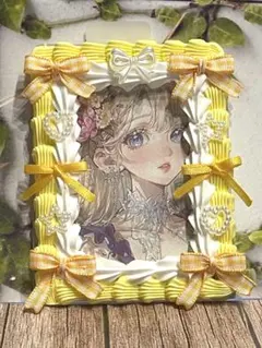 【B8】ホイップデコ♡硬質カードケース♡ギンガムチェック♡黄色イエロー【251】