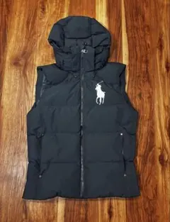 【希少】POLO RALPH LAUREN フード付きダウンベスト ブラック S